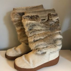 Oscar Cream Fur Apres-Ski Boots